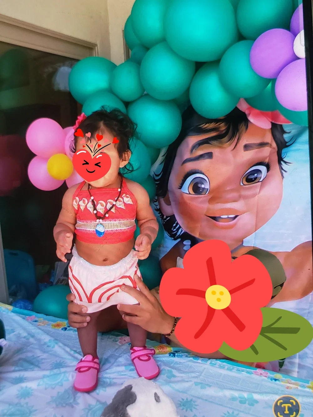 Moana Theme Bikini Set with Shell Accent and Peach Skirt